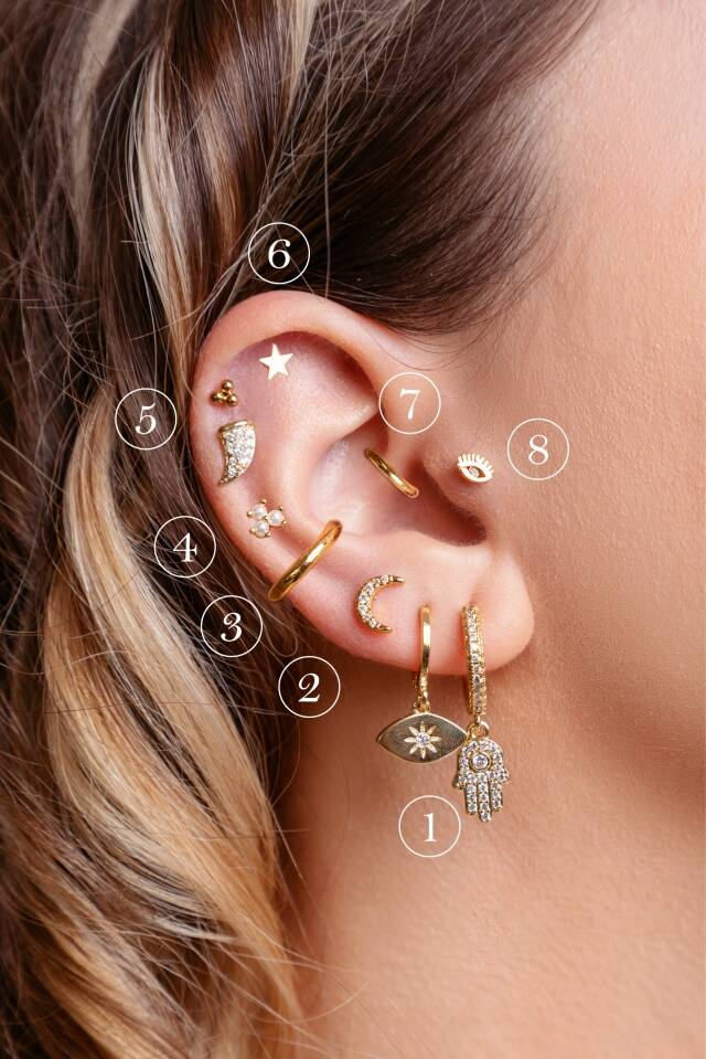 Existe un sinfn de piercings que pueden llevarse en la oreja dependiendo de dnde se realice la perforacin y el diseo que se elija
