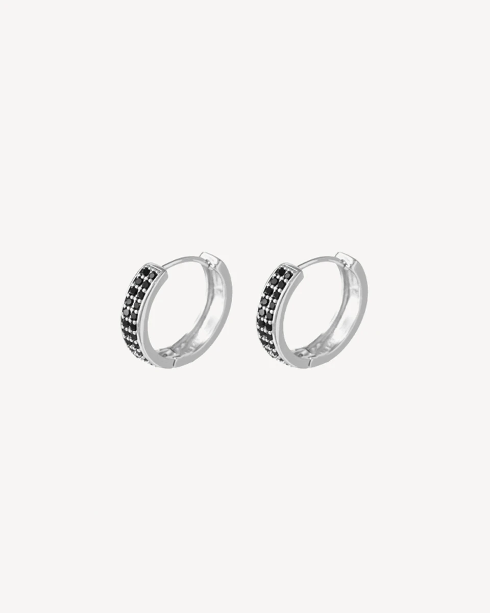 AROS ALMOND - PLATEADO PIEDRA NEGRA 