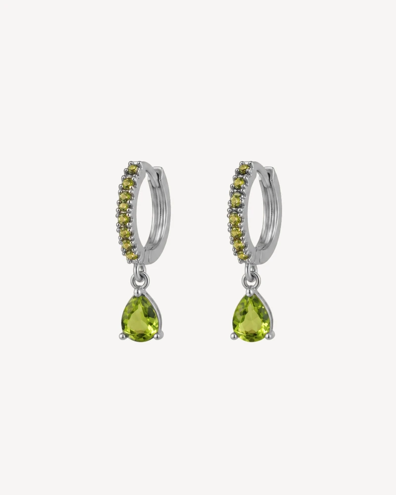 AROS KALITA PLATEADO PIEDRA VERDE