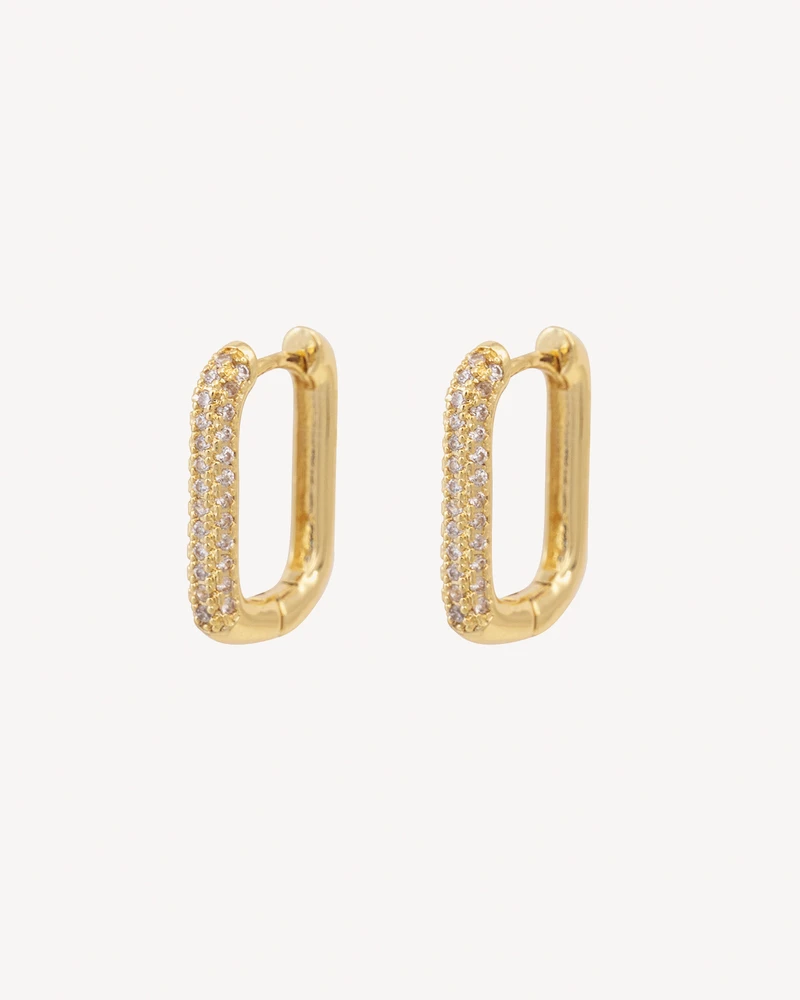 AROS KIKO DORADO PIEDRA BLANCA