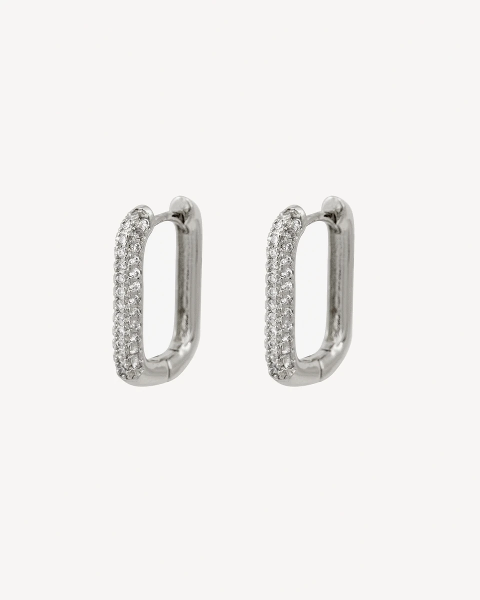 AROS KIKO - PLATEADO PIEDRA BLANCA 