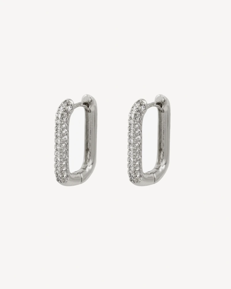 AROS KIKO PLATEADO PIEDRA BLANCA