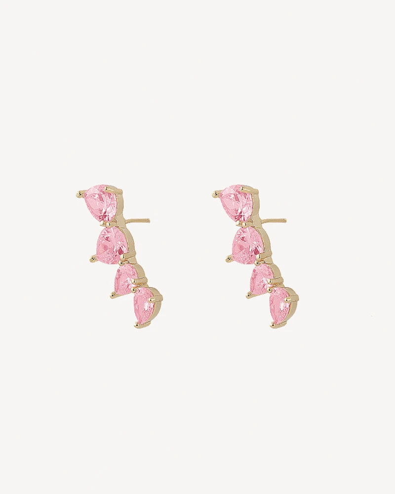 AROS LOURDES DORADO PIEDRA ROSA