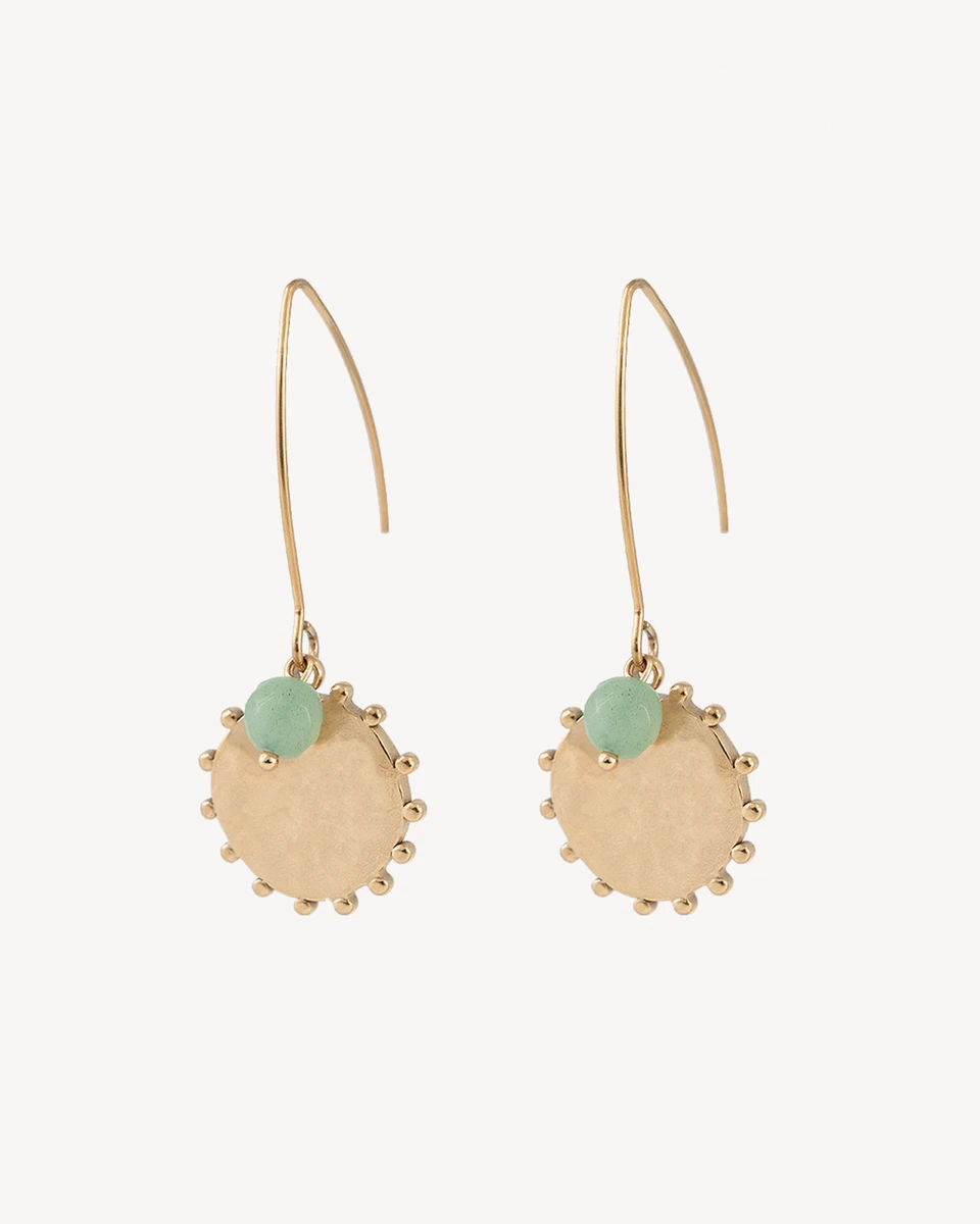 AROS MADY - DORADO PIEDRA VERDE 