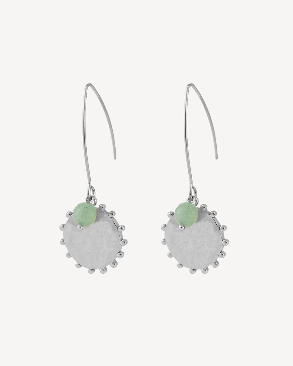 AROS MADY - PLATEADO PIEDRA VERDE 
