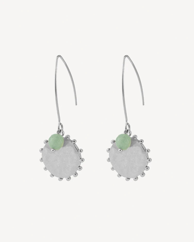 AROS MADY PLATEADO PIEDRA VERDE