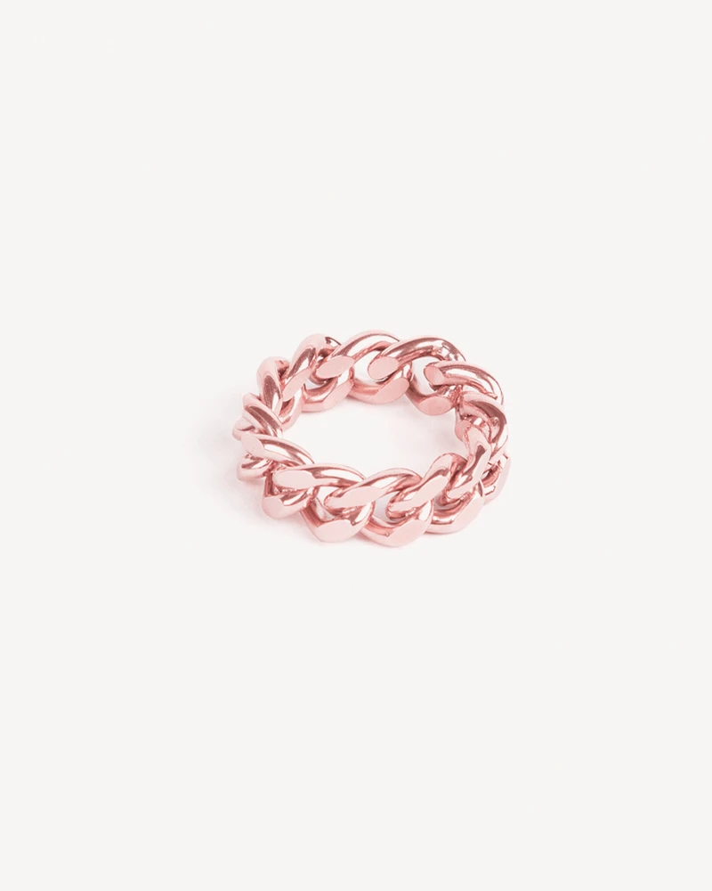 ANILLO ESLABON ORO ROSA