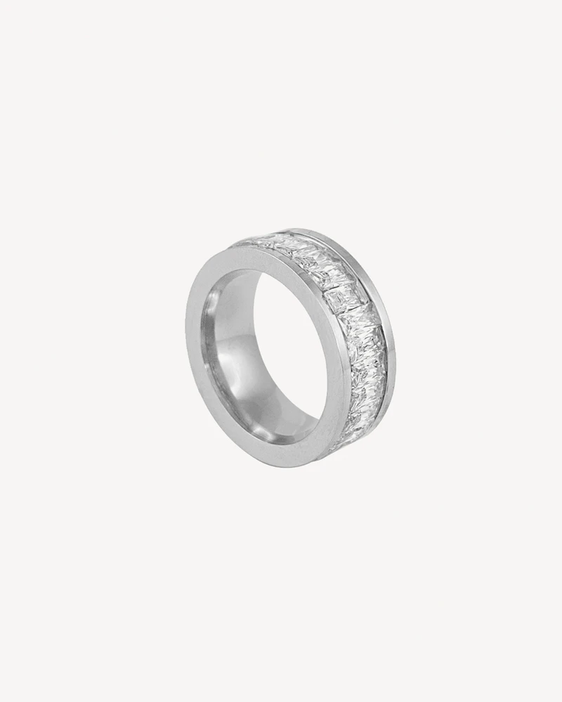 ANILLO LUIS PLATEADO PIEDRA BLANCA
