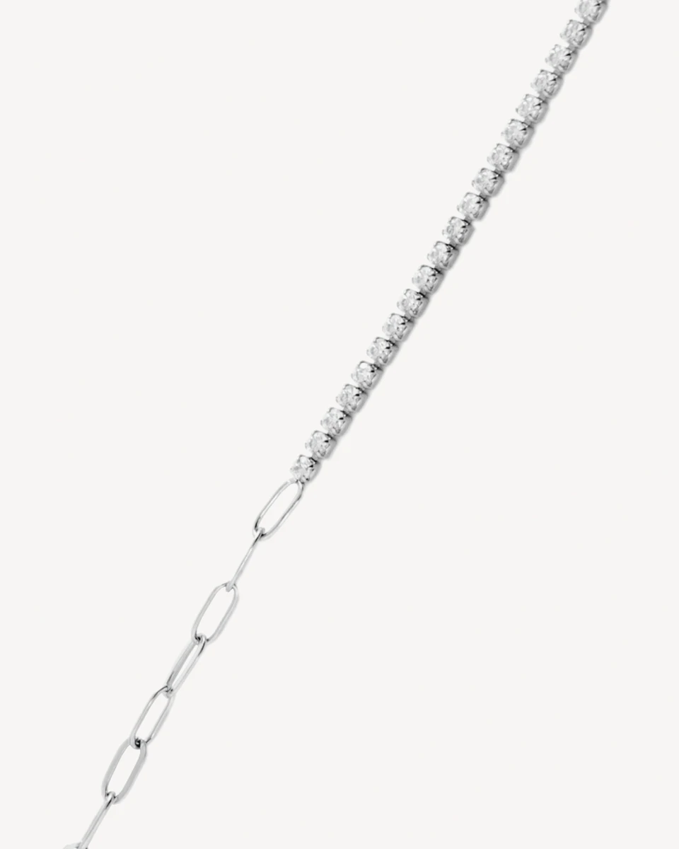 BRAZALETE ASHTON - PLATEADO PIEDRA BLANCA 