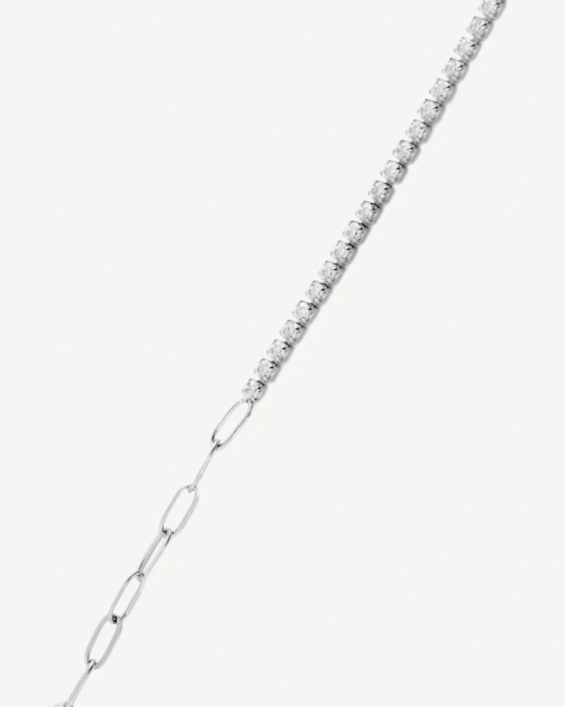 BRAZALETE ASHTON PLATEADO PIEDRA BLANCA