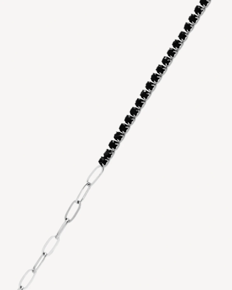 BRAZALETE ASHTON - PLATEADO PIEDRA NEGRA 
