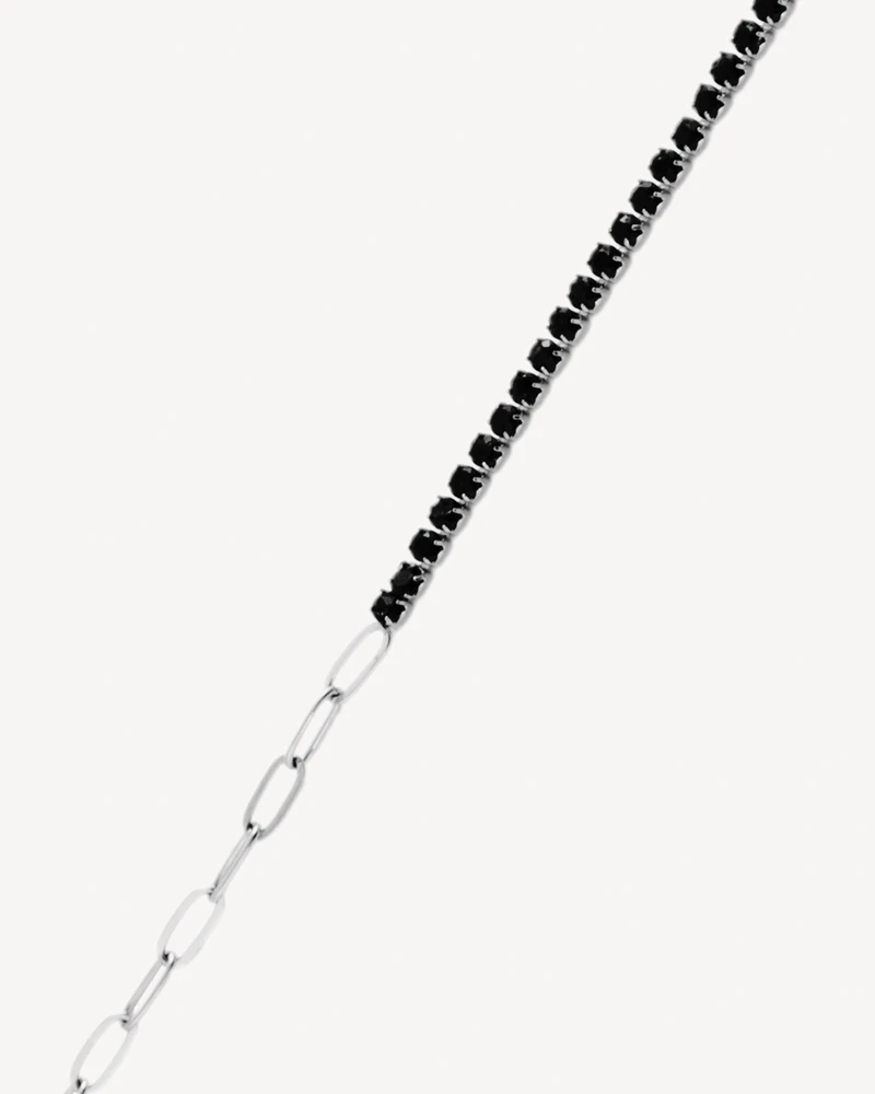 BRAZALETE ASHTON PLATEADO PIEDRA NEGRA