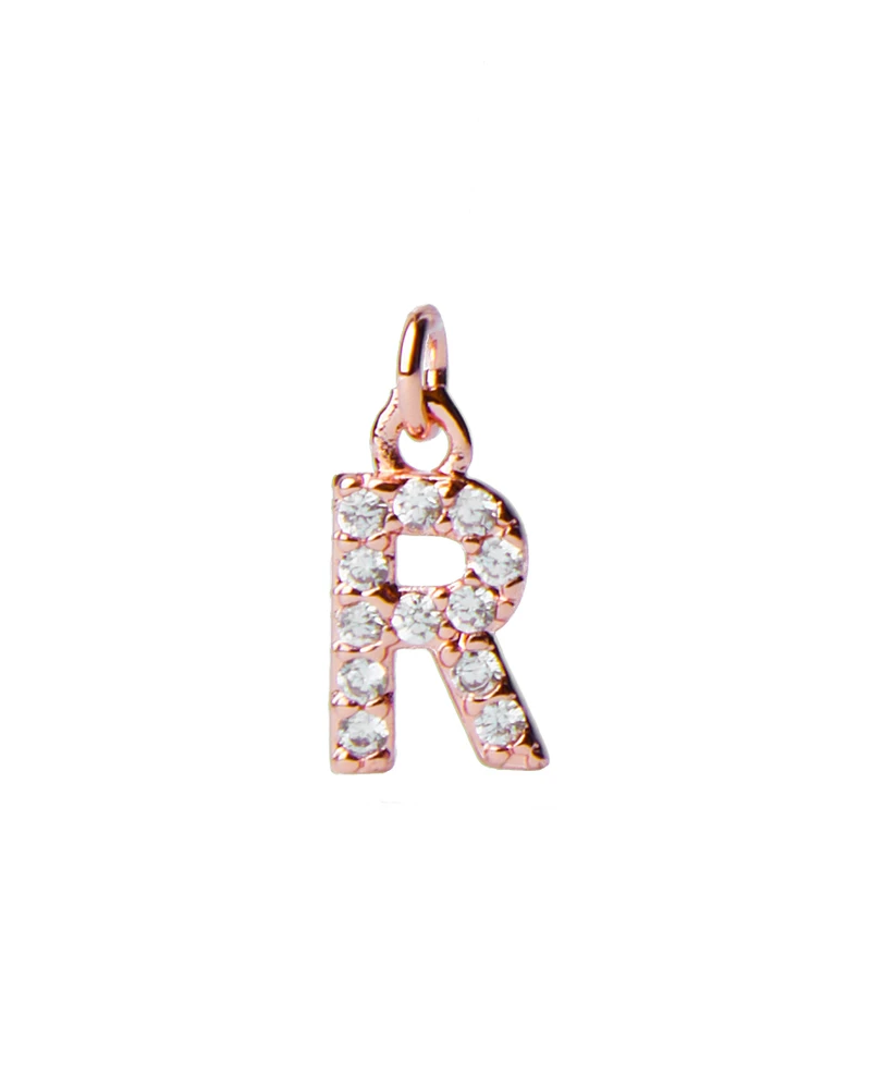 DIJE INICIAL BRILLO DORADO ROSA