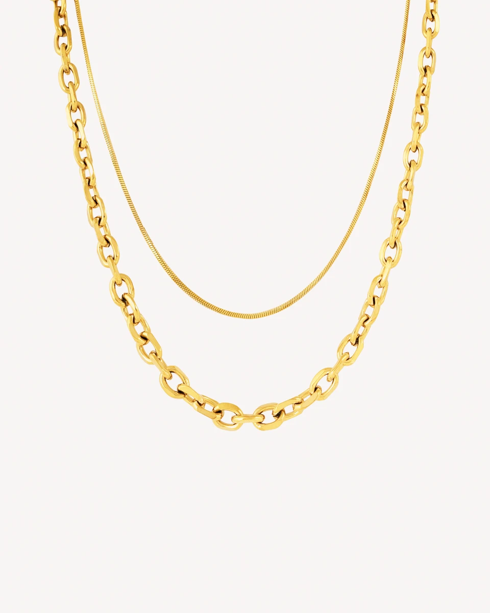 layering,doble,eslabones - DORADO 