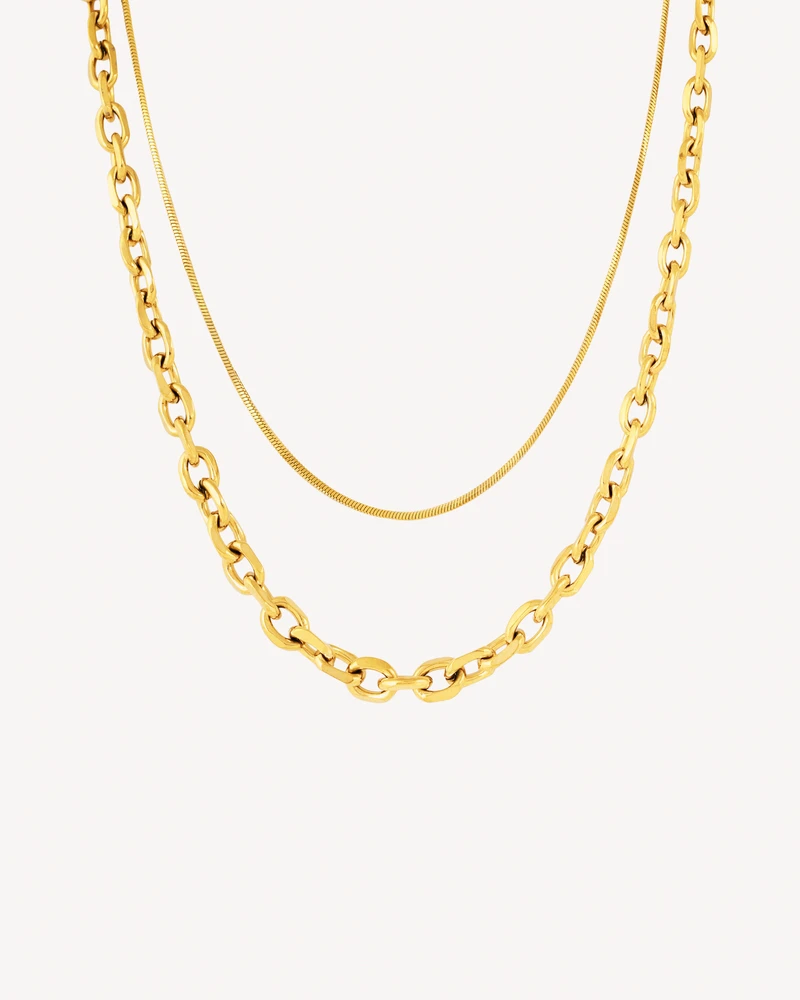 layering,doble,eslabones DORADO