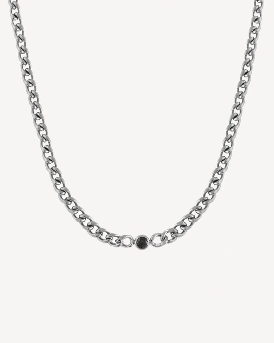 GARGANTILLA GONDY - PLATEADO PIEDRA NEGRA 